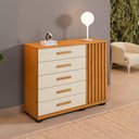 Ver imagem 1 de Cômoda Paris Quarto com 6 Gavetas e 1 Porta Ripada Cinamomo/off White