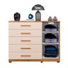 Cômoda Paris Quarto com 6 Gavetas e 1 Porta Ripada Cinamomo/off White - 3
