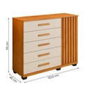 Ver imagem 4 de Cômoda Paris Quarto com 6 Gavetas e 1 Porta Ripada Cinamomo/off White
