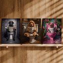 Ver imagem 3 de Kit 3 Quadro Decorativo Cachorros Banheiro Lavabo Toalete Qualidade Premium Moderno 28x20cm