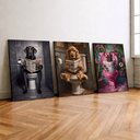 Ver imagem 2 de Kit 3 Quadro Decorativo Cachorros Banheiro Lavabo Toalete Qualidade Premium Moderno 28x20cm