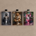Ver imagem 4 de Kit 3 Quadro Decorativo Cachorros Banheiro Lavabo Toalete Qualidade Premium Moderno 28x20cm