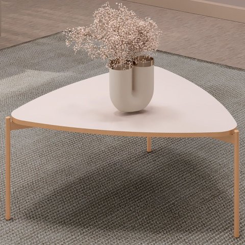 Mesa de Centro Decorativa Sala de Estar Industrial Trina D05 Off White - Lyam Decor