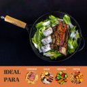 Ver imagem 3 de Frigideira Wok 28×12,5cm 3l Cabo Madeira Tampa Vidro Panela Mineira