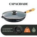 Ver imagem 4 de Frigideira Wok 28×12,5cm 3l Cabo Madeira Tampa Vidro Panela Mineira