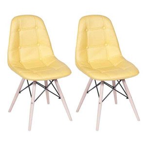 Kit 2 Cadeiras Eames Eiffel Botonê Amarelo