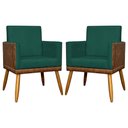 Ver imagem 1 de Kit 2 Poltronas Decorativas Lis Corino e Pé Palito 30cm - Verde Suede Corino