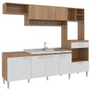 Ver imagem 2 de Cozinha Inova 240x192 Cm Balcão Pia Cooktop Armário Nicho Forno MDP Carvalho Branco - ClickLar