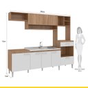 Ver imagem 4 de Cozinha Inova 240x192 Cm Balcão Pia Cooktop Armário Nicho Forno MDP Carvalho Branco - ClickLar