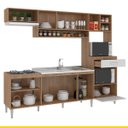 Ver imagem 3 de Cozinha Inova 240x192 Cm Balcão Pia Cooktop Armário Nicho Forno MDP Carvalho Branco - ClickLar