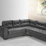Sofá de Canto 5 Lugares Florença Linho Grafite - 3