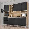 Cozinha Compacta com Armários, Balcões, Nichos e Adega Barcelona Nature Preto - 2