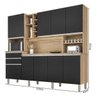 Cozinha Compacta com Armários, Balcões, Nichos e Adega Barcelona Nature Preto - 4