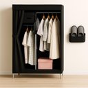 Ver imagem 2 de Guarda Roupa Portátil Preto com Cabideiro e Sapateira