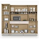 Ver imagem 3 de Cozinha compacta com paneleiro, armários, balcões, nichos e adega Brasil Nature Off White