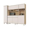 Cozinha compacta com paneleiro, armários, balcões, nichos e adega Brasil Nature Off White - 1