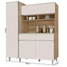 Cozinha compacta com paneleiro 4 portas 2 gavetas Belgica Nature Off White - 4