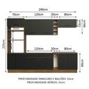 Ver imagem 4 de Armário de Cozinha Completa 290cm Rustic/Preto Agata Madesa 01