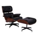 Ver imagem 1 de Poltrona Charles Eames com Puff em Couríssimo Preta