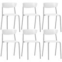 Ver imagem 1 de Kit 06 Cadeiras Empilhável Fixa Atom F02 Base Aço Cinza Branco - Lyam Decor