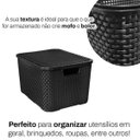 Ver imagem 3 de 5 X Caixa Organizadora Plástica Rattan 7 Litros com Tampa