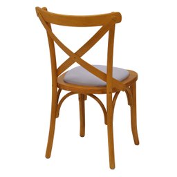 Cadeira de Madeira Maciça Katrina Cross Estofada em Tecido Suede Turkey - 2