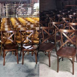 Cadeira de Madeira Maciça Katrina Cross Estofada em Tecido Suede Turkey - 6