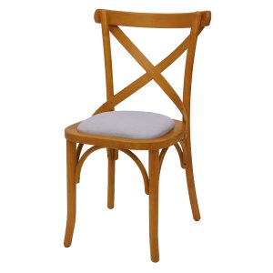 Cadeira de Madeira Maciça Katrina Cross Estofada em Tecido Suede Turkey