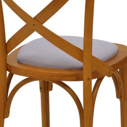 Cadeira de Madeira Maciça Katrina Cross Estofada em Tecido Suede Turkey - 3