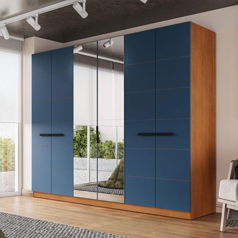 Guarda Roupa Casal 242,1cm 6 Portas com Espelho 240855 Lisboa Politorno Móveis
