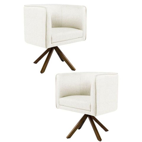 Kit 2 Poltronas Base Madeira Betina B-309 Veludo Bege