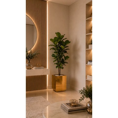 Vaso Dourado Espelhado Sala Decoração Luxo