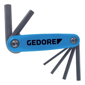 Jogo de Bolso de Chaves Allen Hexagonais Tipo Canivete com 9 Peças 5/64'' À 1/4'' - Gedore 012620