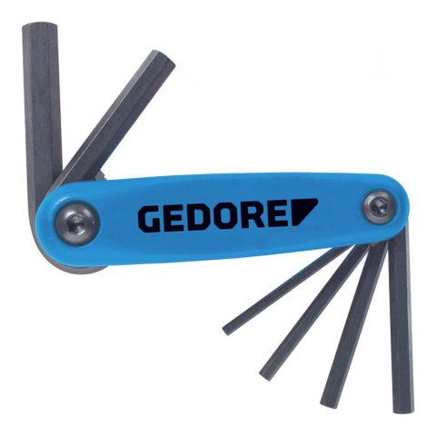 Jogo de Bolso de Chaves Allen Hexagonais Tipo Canivete com 9 Peças 5/64'' À 1/4'' - Gedore 012620