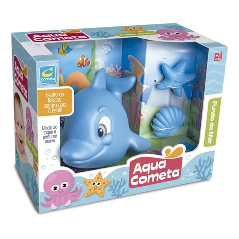 Brinquedo para Banho Kit Golfinho Azul Fundo do Mar +3 Meses Cometa Brinquedos