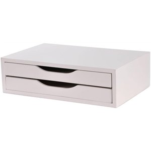 Suporte Para Monitor Branco 02 Gavetas - Souza