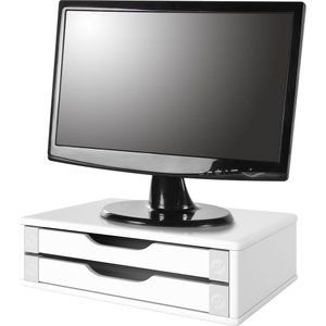 Suporte para Monitor Gaveteiro de Mesa 2 Gavetas Madeira Branco