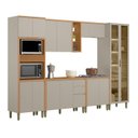 Ver imagem 6 de Cozinha Completa Modulada 6 Peças com Torre Quente e Cristaleira Allure Marrom/Jequitibá/Gris Fosco