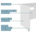 Ver imagem 4 de Escrivaninha Diretor com Pé Painel MDF 172cm Yescasa Cinza