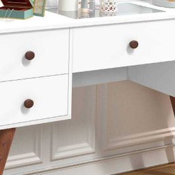 Penteadeira Camarim Retrô com espelho, led, 4 gavetas e porta objetos Nevada Branco - 3