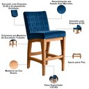 Ver imagem 5 de Kit 04 Banqueta Baixa Cozinha Bancada Bar Sala Jantar Fixa Mila L02 Suede Azul Marinho - Lyam Decor