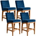 Ver imagem 2 de Kit 04 Banqueta Baixa Cozinha Bancada Bar Sala Jantar Fixa Mila L02 Suede Azul Marinho - Lyam Decor