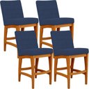 Ver imagem 1 de Kit 04 Banqueta Baixa Cozinha Bancada Bar Sala Jantar Fixa Mila L02 Suede Azul Marinho - Lyam Decor