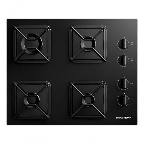 Cooktop a Gás 4 Bocas Brastemp BDD61BE Vidro Temperado Preto Bivolt