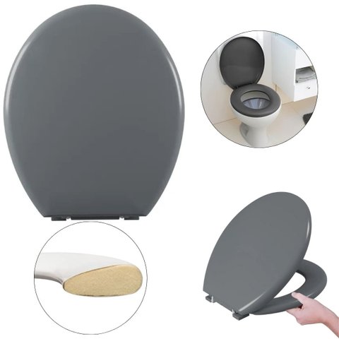 Assento Vaso Sanitário Tampa Oval Almofadado Cinza Escuro | Astra