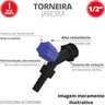 12 Unidades Torneira para Jardim Cor Preto e Azul Bitola 1/2'' Durín - 2
