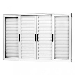 Janela Veneziana Alumínio 6 Folhas MGM Sólida 100x150cm Vidro Liso Fumê - 1