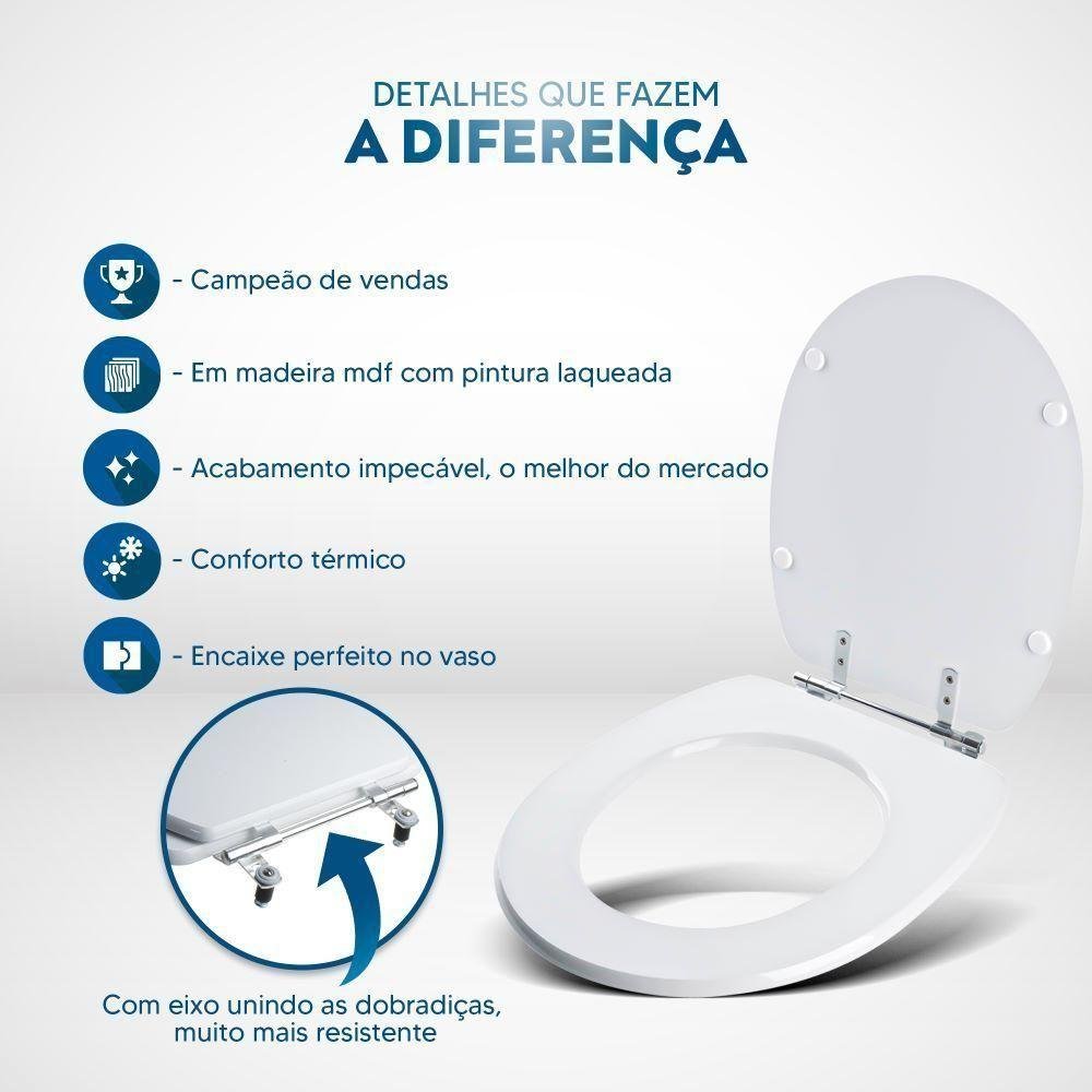 Assento Sanitário em Mdf Eros Branco para Bacia Incepa - 6