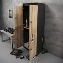 Ver mais imagens de Armário Locker 4 Portas com Chave Multiuso , Academia, Escritório e Vestiário ME4204 Amêndoa/Preto