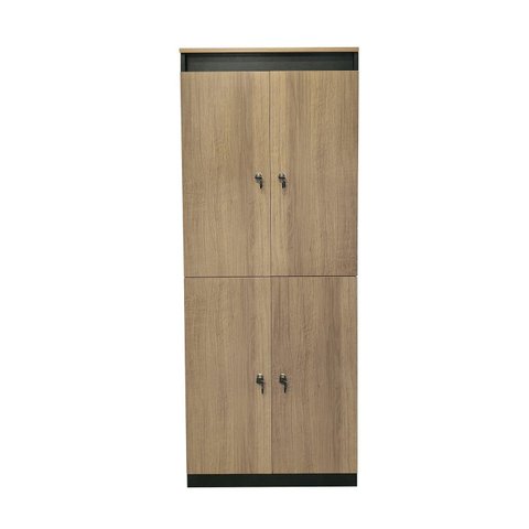 Armário Locker 4 Portas com Chave Multiuso , Academia, Escritório e Vestiário ME4204 Amêndoa/Preto